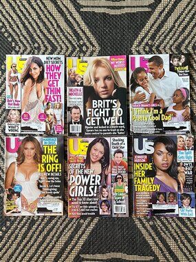 Vtg Y2K Lot of 6 US Weekly Magazines 2008 Celebrity Gossip Fashion Party Life